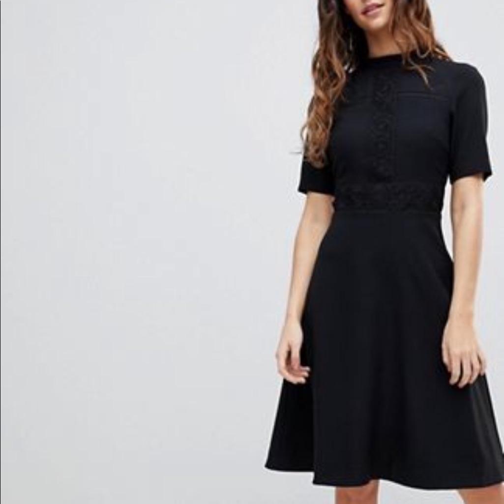 Oasis Black Lace Detail Dress